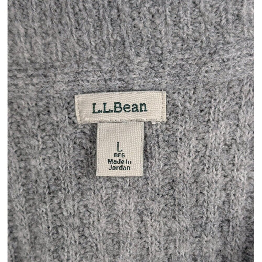 LL Bean Women’s Large Cozy Cloud 1/4 Zip Gray Nylon Wool Blend Knit Sweater - Picture 3 of 4
